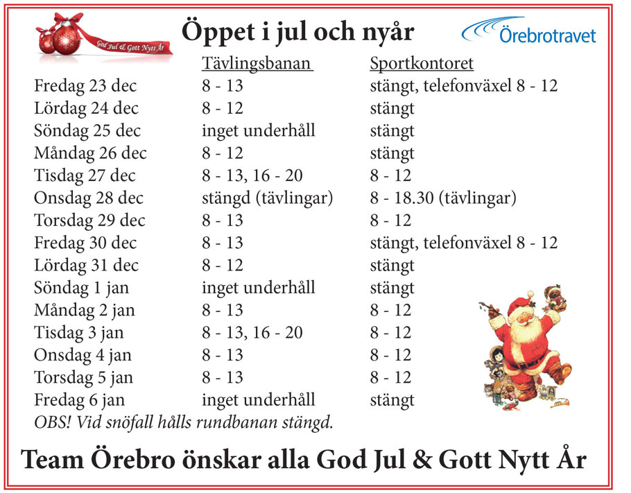 Öppettider jul och nyår